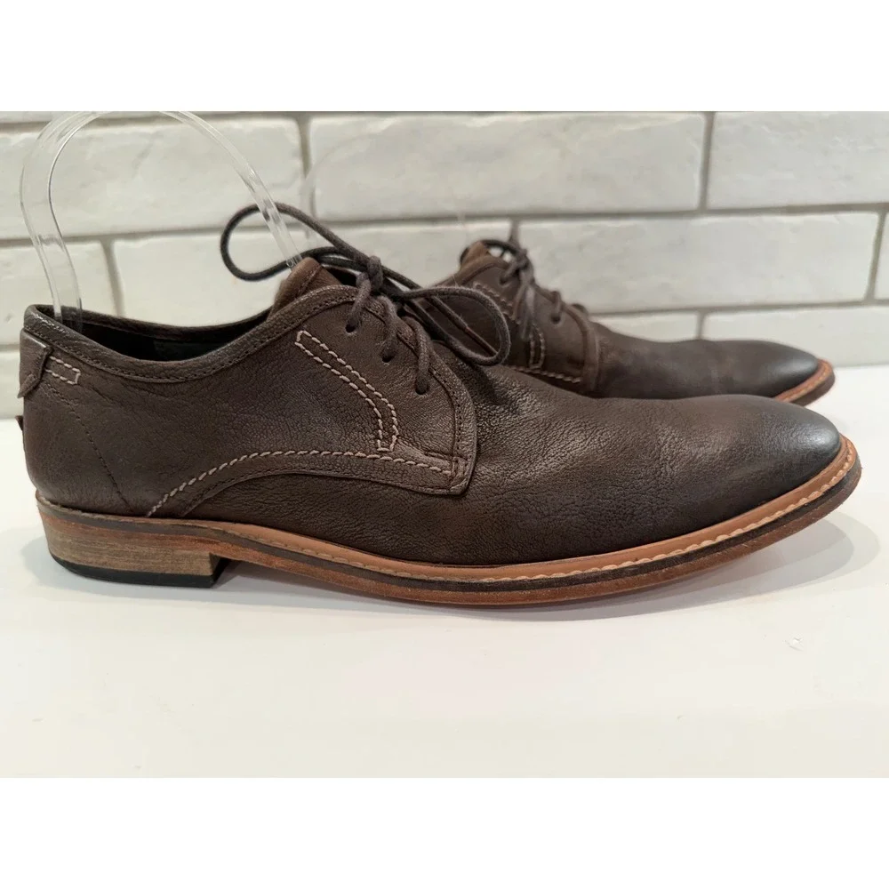 Kenneth Cole Reaction Oxfords Mens 8.5 Brown Leather Prove-N Dress Shoes Lace Up